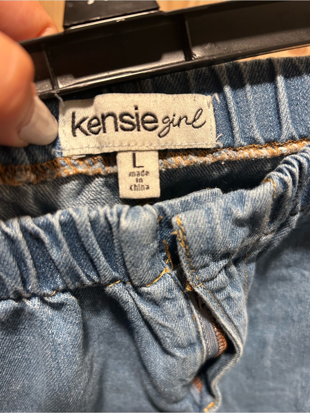 Kensie Light Blue Cargo Denim Joggers - Picture 3 of 3